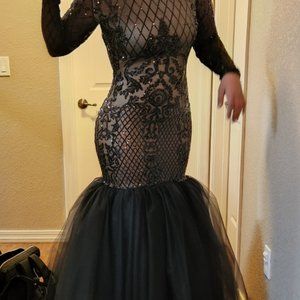 Long formal sequin lace detail dress